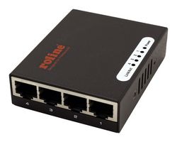 ROLINE 21.14.3514 Switch, 4 Ports, Commercial, Gigabit Ethernet, Desktop, RJ45 x 4, 10Mbps, 100Mbps, 1Gbps
