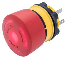 EAO 84-5231.2B20 Emergency Stop Switch, SPST-NO, SPST-NC, Twist to Release, Quick Connect, 3 A, 250 V