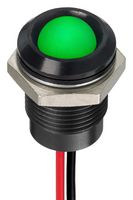 APEM Q14P5BXXHG24E LED Panel Mount Indicator, Green, 24 VDC, 14 mm, 20 mA, 2.2 cd, IP67