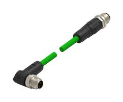 TE CONNECTIVITY TAD14845101-020 Sensor Cable, 4 Pos, 90° M12 Plug, 90° M12 Plug, 4 Positions, 2 m, 6.6 ft, TAD Series