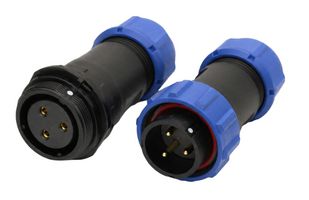 MULTICOMP PRO MP002591 Circular Connector Set, MP-T21, 3 Way, Male Plug/Female Receptacle, Threaded, Screw, IP68, 30A