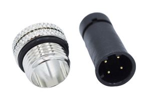 NORCOMP 858-D04-103RSU4 Sensor Connector, VULCON Series, M12, Male, 4 Positions, Solder Pin, Straight Cable Mount