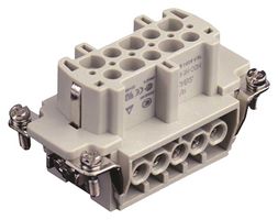 TE CONNECTIVITY T2040102201-000 Heavy Duty Connector Insert, HE-010, 10 Contacts, 2 Row, Receptacle, Socket