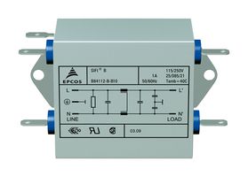TDK B84112B0000B020 Power Line Filter, Medical, 250 VAC, 2 A, Single Phase, 1 Stage, Chassis Mount