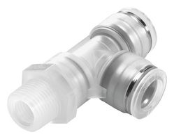 FESTO NPQP-LQ-R38-Q10-FD-P10 Pneumatic Fitting, Push-In L-Fitting, R3/8, 10 bar, 10 mm, PP (Polypropylene), NPQP