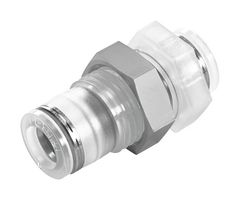 FESTO NPQP-H-Q12-E-FD Pneumatic Fitting, Push-In Bulkhead Fitting, M24, 10 bar, 12 mm, PP (Polypropylene), NPQP