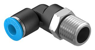 FESTO 153047 Pneumatic Fitting, Push-In L-Fitting, R1/4, 14 bar, 6 mm, PBT (Polybutylene Terephthalate), QSL