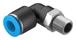 FESTO 153048 Pneumatic Fitting, Push-In L-Fitting, R1/8, 14 bar, 8 mm, PBT (Polybutylene Terephthalate), QSL
