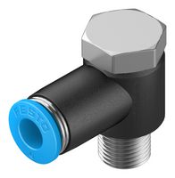 FESTO QSLV-1/8-6 Pneumatic Fitting, Push-In L-Fitting, R1/8, 14 bar, 6 mm, PBT (Polybutylene Terephthalate), QSLV