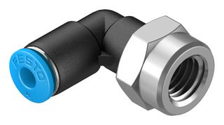 FESTO QSLF-1/8-4-B Pneumatic Fitting, Push-In L-Fitting, G1/8, 14 bar, 4 mm, PBT (Polybutylene Terephthalate), QSLF