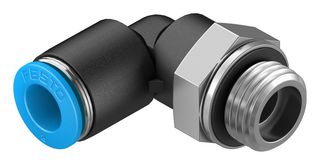FESTO QSL-G1/4-8 Pneumatic Fitting, Push-In L-Fitting, G1/4, 14 bar, 8 mm, PBT (Polybutylene Terephthalate), QSL
