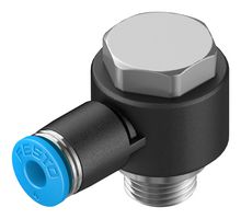 FESTO QSLV-G1/8-4 Pneumatic Fitting, Push-In L-Fitting, G1/8, 14 bar, 4 mm, PBT (Polybutylene Terephthalate), QSLV