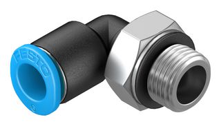 FESTO QSML-G1/8-6 Pneumatic Fitting, Push-In L-Fitting, G1/8, 14 bar, 6 mm, PBT (Polybutylene Terephthalate), QSML
