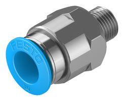 FESTO QS-1/8-10 Pneumatic Fitting, Push-In Fitting, R1/8, 14 bar, 10 mm, Brass, QS