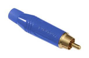 AMPHENOL AUDIO ACPRBLU RCA (Phono) Audio / Video Connector, 2 Contacts, Plug, Gold Plated Contacts, Zinc Alloy Body
