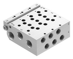 FESTO VABM-L1-14W-G14-3 Manifold Rail, 3 Outlet, G1/4, G1/8, VABM Series, VUVG-B14 Solenoid/B14 G1/8 Sub-Base Valves