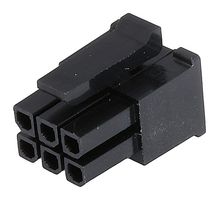 MOLEX 43025-0610 Connector Housing, Black, Micro-Fit 3.0 43025 Series, Receptacle, 6 Ways, 3 mm