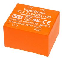 VIGORTRONIX VTX-214-0075-112 AC/DC PCB Mount Power Supply (PSU), 120 to 470VDC, ITE & Household, 1 Output, 7.5 W, 12 VDC, 625 mA