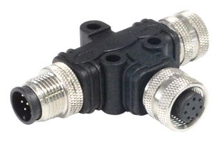 BULGIN LIMITED PXPPVC12TSFM08AFBIFB Sensor Splitter, T - Style, Panel Mount, 8 Position M12 Receptacle, 2 x 8 Position M12 Plug
