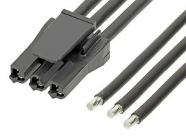 MOLEX 216011-1031 Cable Assembly, Super Sabre Receptacle to Free End, 3 Ways, 7.5 mm, 1 Row, 150 mm, 5.9 "