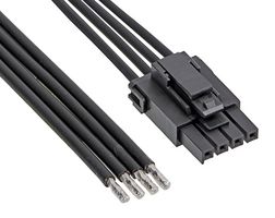 MOLEX 217466-1041 Cable Assembly, Ultra-Fit Receptacle to Free End, 4 Ways, 3.5 mm, 1 Row, 150 mm, 5.9 "