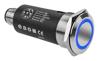EAO 82-6657.2124 Vandal Resistant Switch, 82 Series, 22 mm, SPST-NO, SPST-NC, Maintained, Round Flush