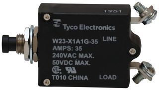 TE CONNECTIVITY - POTTER&BRUMFIELD W23-X1A1G-35 Thermal Circuit Breaker, Push/Pull Actuator, W23 Series, 35 A, 1 Pole, 50 V, 240 V, Panel