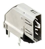 TE CONNECTIVITY 2007435-3 HDMI Connector, 19 Contacts, Receptacle, PCB Mount, Through Hole Right Angle