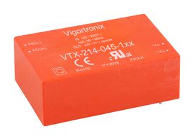 VIGORTRONIX VTX-214-045-124 AC/DC PCB Mount Power Supply (PSU), Class II, ITE & Household, 1 Output, 45 W, 24 VDC, 1.9 A