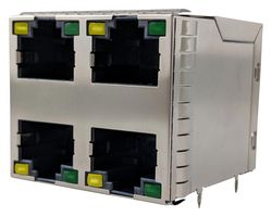 AMPHENOL COMMUNICATIONS SOLUTIONS RJE4W4887441 Modular Connector, RJ45 Jack, 2 x 2 (Stacked), 8P8C, Cat5e, Through Hole Mount