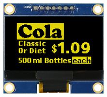 MIDAS DISPLAYS MDOB128064BV-YS Graphic OLED, 128 x 64 Pixels, Yellow on Black, 3.3V, SPI, 42.4mm x 38mm, -40 °C