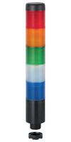 WERMA 69926075 Signal Tower, LED, 5 Tiers, Blue/Green/Red/White/Yellow, Conti, 37.5 mm Dia, Pulse, 85 dBA, 24 V