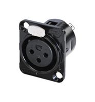 REAN RC3FDL-B XLR Connector, 3 Contacts, Receptacle, Panel Mount, Gold Plated Contacts, Zinc Body