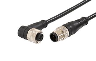 MOLEX 1200668832 Sensor Cable, M12, Micro-Change Plug, 90° Micro-Change Receptacle, 4 Positions, 3 m, 9.84 ft