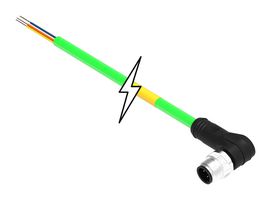 MOLEX 1300480301 Sensor Cable, M12, 90° Micro-Change Plug, Free End, 4 Positions, 10 m, 32.81 ft