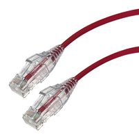 VIDEK 2994-0.5R Ethernet Cable, Slim, Cat6, RJ45 Plug to RJ45 Plug, UTP (Unshielded Twisted Pair), Red, 500 mm