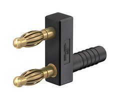 STAUBLI 20.1020-21 Banana Test Connector, 4mm, Plug, 32 A, 60 VDC, Gold Plated Contacts, Black