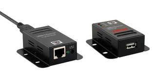 ROLINE 12.04.1102 USB over RJ45 Extender, 1 Port, USB 2.0 over RJ-45, 480 Mbps, 24 VDC, 50 m, Metal Case, Black