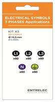 TE CONNECTIVITY - ENTRELEC LB-KIT-ELEC-3PHASES-12-300 Label, Warning, 12.5 mm, PVC, L1, L2, L3, N, Earth Ground (Symbol)
