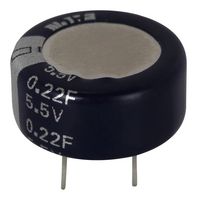 EATON ELECTRONICS KR-5R5C224-R Supercapacitor, 0.22 F, 5.5 V, PC Pin, -20%, +80%, 5 mm, 1000 hours @ 70°C
