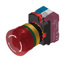 MULTICOMP PRO MP-AP2E-LVE104Q4R Emergency Stop Switch, LED 24V, Red, SPST-NO, DPST-NC, Pushlock & Pull/Rotation Release
