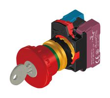 MULTICOMP PRO MP-AP2E-K4E02R Emergency Stop Switch, Red, DPST-NC, Key Release, Quick Connect, 10 A, 120 V, 24 V