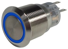 MULTICOMP PRO MP-PB7-03LB22CFRB12V Vandal Resistant Switch, 12V LED, 0.748 ", SPDT, Latching, Round Flat, Natural