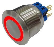 MULTICOMP PRO MP-PB7-03LB5CFRR12V Vandal Resistant Switch, 12V LED, 0.984 ", SPDT, Latching, Round Flat, Natural