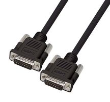 L-COM CS2NB15MM-5 Computer Cable, D Subminiature Plug, 15 Way, D Subminiature Plug, 15 Way, 5 ft, 1.5 m, Black
