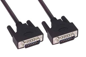 L-COM CSMUZ15MM-5 Computer Cable, D Subminiature Plug, 15 Way, D Subminiature Plug, 15 Way, 5 ft, 1.52 m, Black