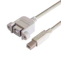 L-COM UPMBB-1M Computer Cable, USB 2.0 B Plug, USB 2.0 B Socket, Panel Mount, 3.28 ft, 1 m, Light Grey