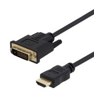 L-COM HD-DVII-MM-3 Audio / Video Cable Assembly, HDMI Type A Plug, DVI-D Plug, 3 ft, 76.2 mm, Black