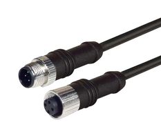 L-COM M12M12F4D-1 Sensor Cable, M12 Plug, M12 Receptacle, 4 Positions, 1 m, 3.3 ft, M12M12F4D Series