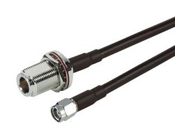 L-COM CA-RSPNFBA002 RF / Coaxial Cable Assembly, 2 ft, 609.6 mm, CA-195R, SMA RP Plug, N-Type Bulkhead Jack, 50 ohm
